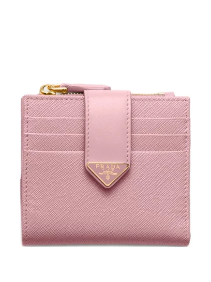 Кошелек Prada из кожи сафьяно и гладкой кожи, розовый