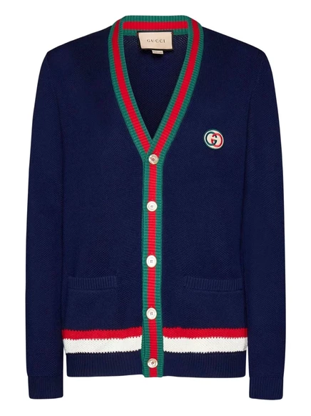 Мужской кардиган Gucci Web-stripe, синий