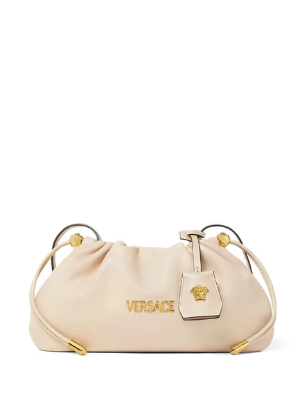 Женская мини-сумка Versace Tag из кожи наппа, бежевая