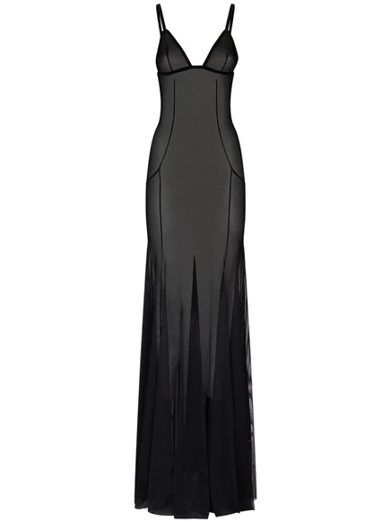 Полупрозрачная ночная рубашка Dolce & Gabbana с открытой спиной black