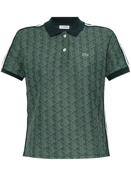 Женское поло Lacoste жаккард с монограммой, зеленое