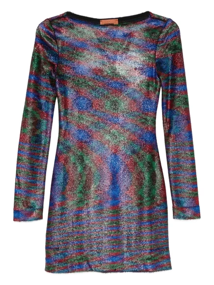 Мини-платье Missoni с абстрактным рисунком и длинными рукавами blue