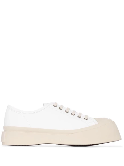 Кожаные кроссовки Marni Pablo на шнуровке white