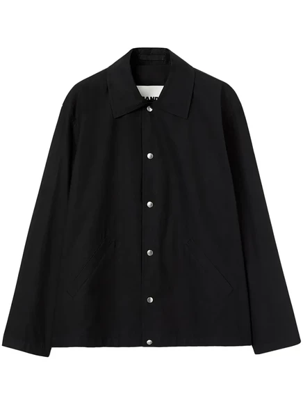 Мужская рубашечная куртка Jil Sander из хлопка-поплина с принтом, черная