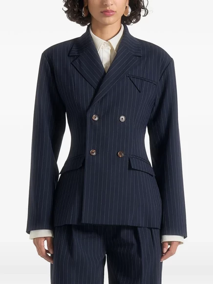 Двубортный блейзер в тонкую полоску Manière De Voir Maia blue