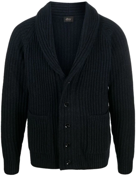 Мужской кардиган Brioni крупной вязки, черный