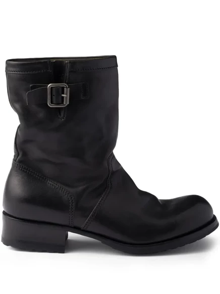 Мужские ботинки Prada, кожа, пряжка, 40 мм, черные