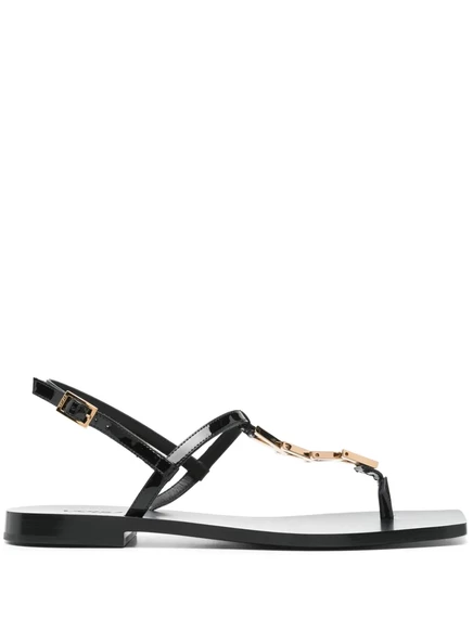 Босоножки Versace с V-образной цепочкой black