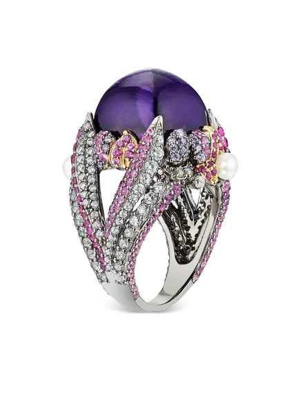 Кольцо Anabela Chan Amethyst, позолота 18k, фиолетовое