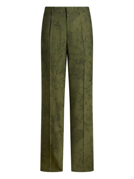 Мужские брюки Etro жаккард, зеленые