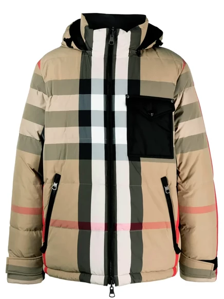 Мужская двусторонняя куртка Burberry с капюшоном, бежевая