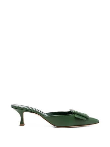 Женские мюли Manolo Blahnik Mayssale, зеленые