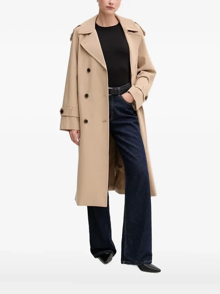 Двубортный тренч DKNY с поясом brown