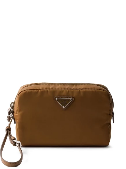 Женский клатч Prada Re-Nylon на молнии, коричневый