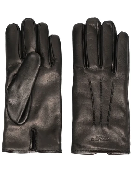Мужские кожаные перчатки Giorgio Armani с тиснением, черные