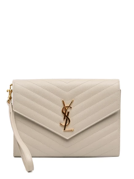 Женский клатч Saint Laurent Pre-Owned Cassandre стёганый, белый