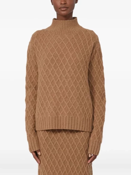 Женский свитер Max Mara с высоким воротником, коричневый