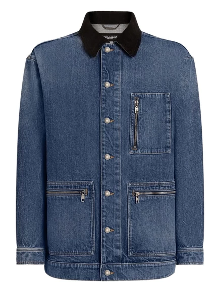 Джинсовая куртка с вельветовым воротником Dolce & Gabbana blue