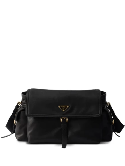 Большая кожаная сумка Explore от Prada через плечо black