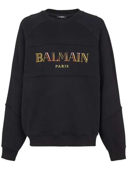 Мужской свитшот Balmain оверсайз с вышивкой, черный
