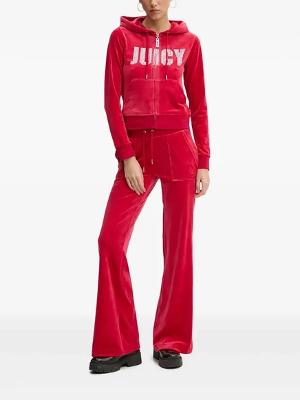 Брюки с карманами из велюра Juicy Couture Astor red