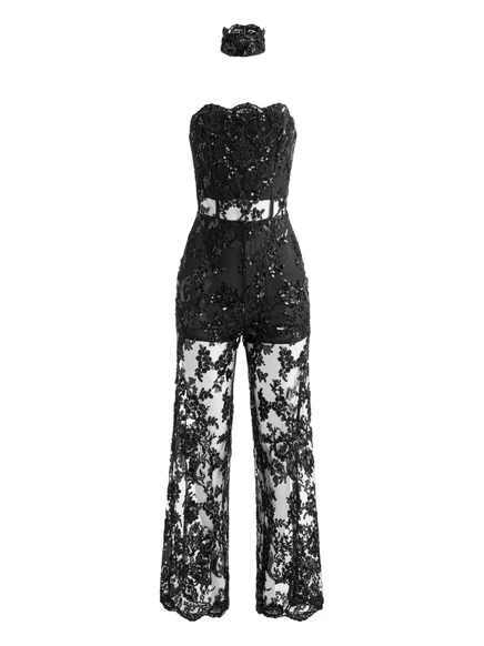 Женский комбинезон Alice & Olivia Georgie кружевной, черный