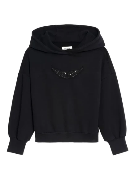 Подростковая худи Zadig & Voltaire с кристаллами, черная