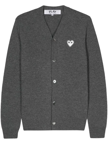 Унисекс кардиган COMME des GARONS PLAY шерстяной с нашивкой сердца, серый