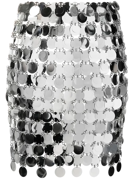 Мини-юбка с круглыми дисками Rabanne silver