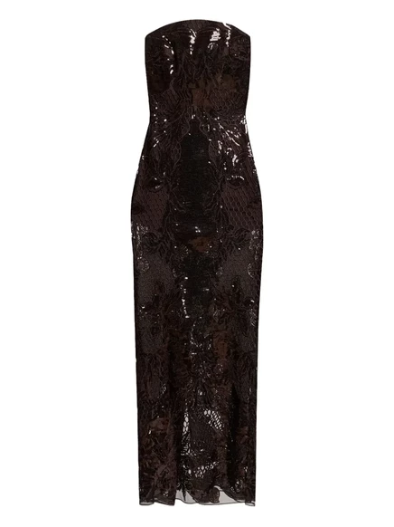 Женское платье Elie Saab макси с кружевом, шоколадное