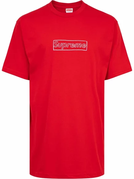 Унисекс футболка Supreme x KAWS Chalk Logo, красная