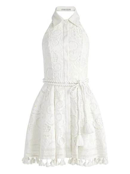 Женское платье-рубашка Alice & Olivia Lucy Mini, белое