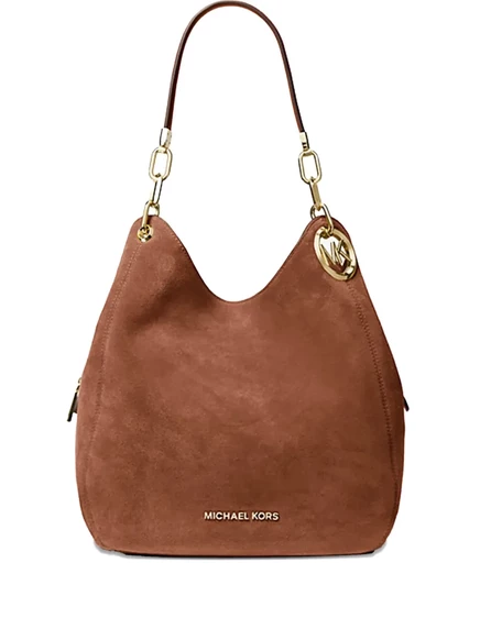 Большая замшевая сумка Lillie Michael Kors на цепочке через плечо brown