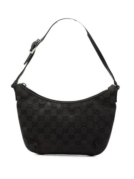 Женская сумка на плечо Gucci Pre-Owned GG холщовая, черная