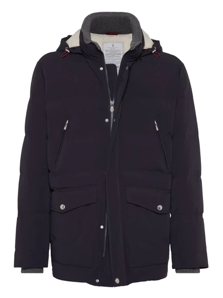 Стеганая куртка с капюшоном Brunello Cucinelli blue
