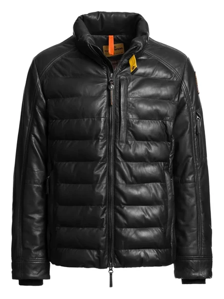 Мужская стёганая кожаная куртка Parajumpers Earnie, чёрная