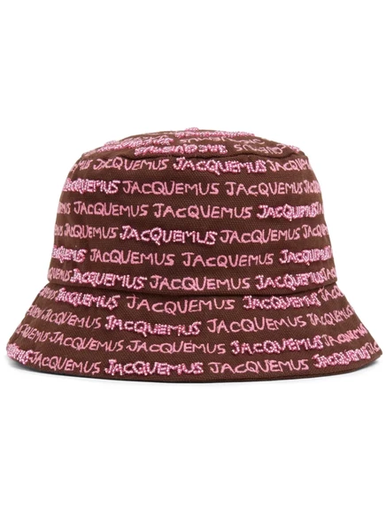 Женская панама Jacquemus с вышитым логотипом, коричнево-розовая