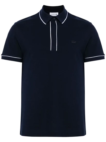 Мужское поло Lacoste с контрастной отделкой, синее