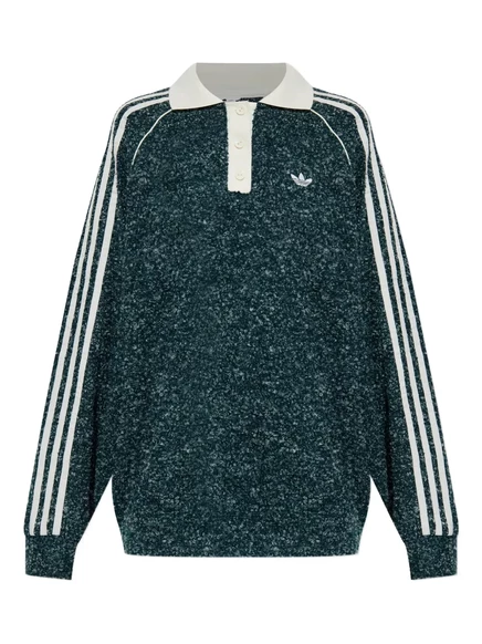 свитер-поло adidas с длинным рукавом и воротником-стойкой  green
