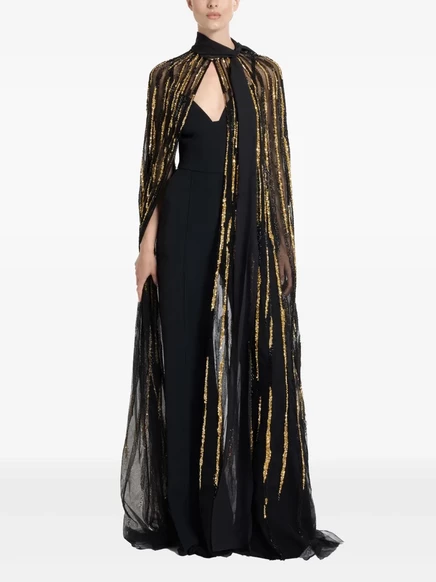 Накидка Elie Saab, украшенная бисером black