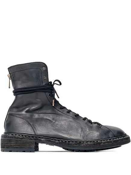 Мужские кожаные ботинки GUIDI на шнуровке, черные