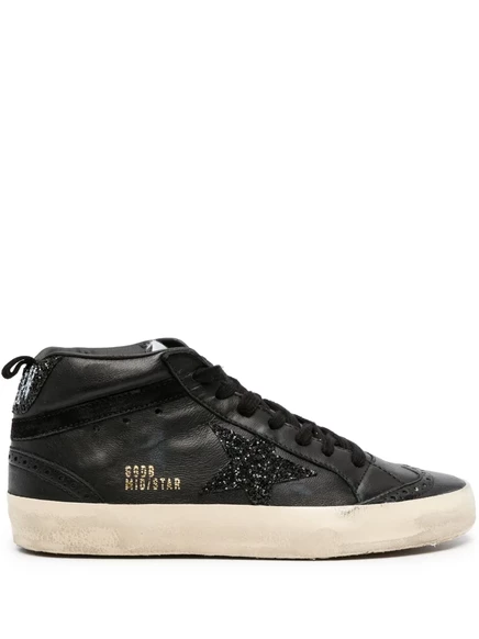 Кожаные кроссовки Golden Goose Mid-Star из кожи средней плотности black