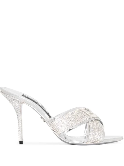Босоножки Dolce & Gabbana, украшенные кристаллами толщиной 85 мм silver