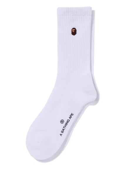 Носки в рубчик с вышитым логотипом BATHING APE® white