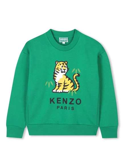 Толстовка Kenzo Kids с тигровым принтом green