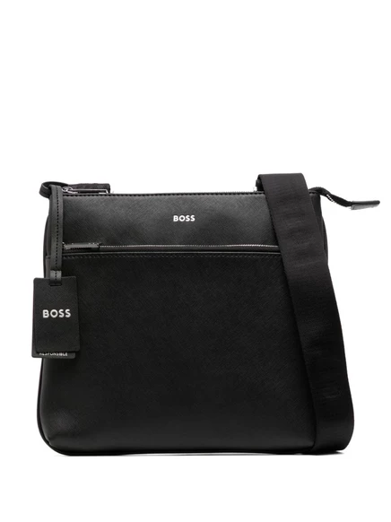 Мужская сумка через плечо Boss Zair из кожи, черная
