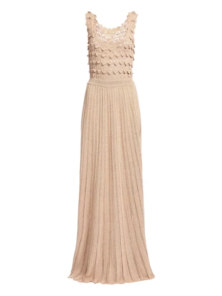 Вязаное макси-платье Elie Saab крючком gold