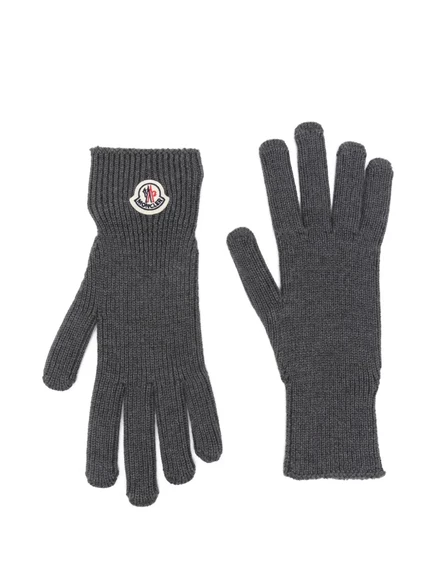 Мужские перчатки Moncler вязаные в рубчик, темно-серые