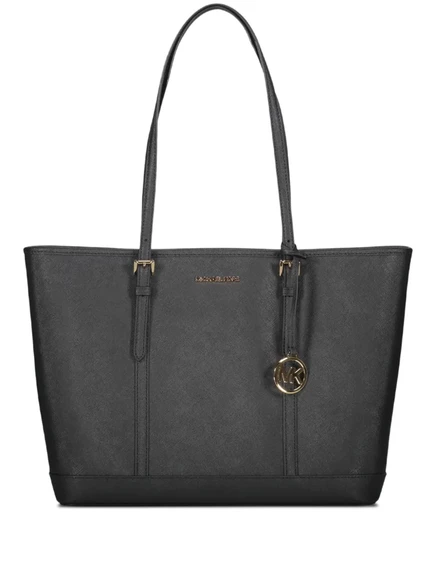 Кожаная сумка-тоут Michael Kors с застежкой-молнией сверху black