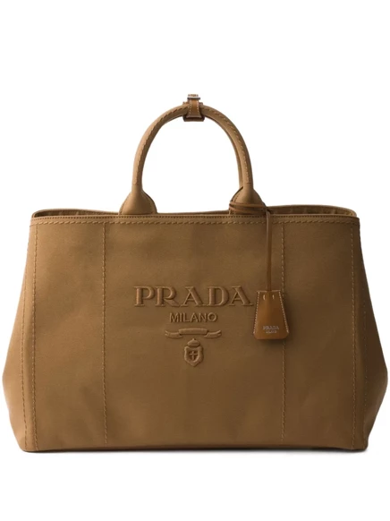 Сумка-тоут с тиснением логотипа Prada brown
